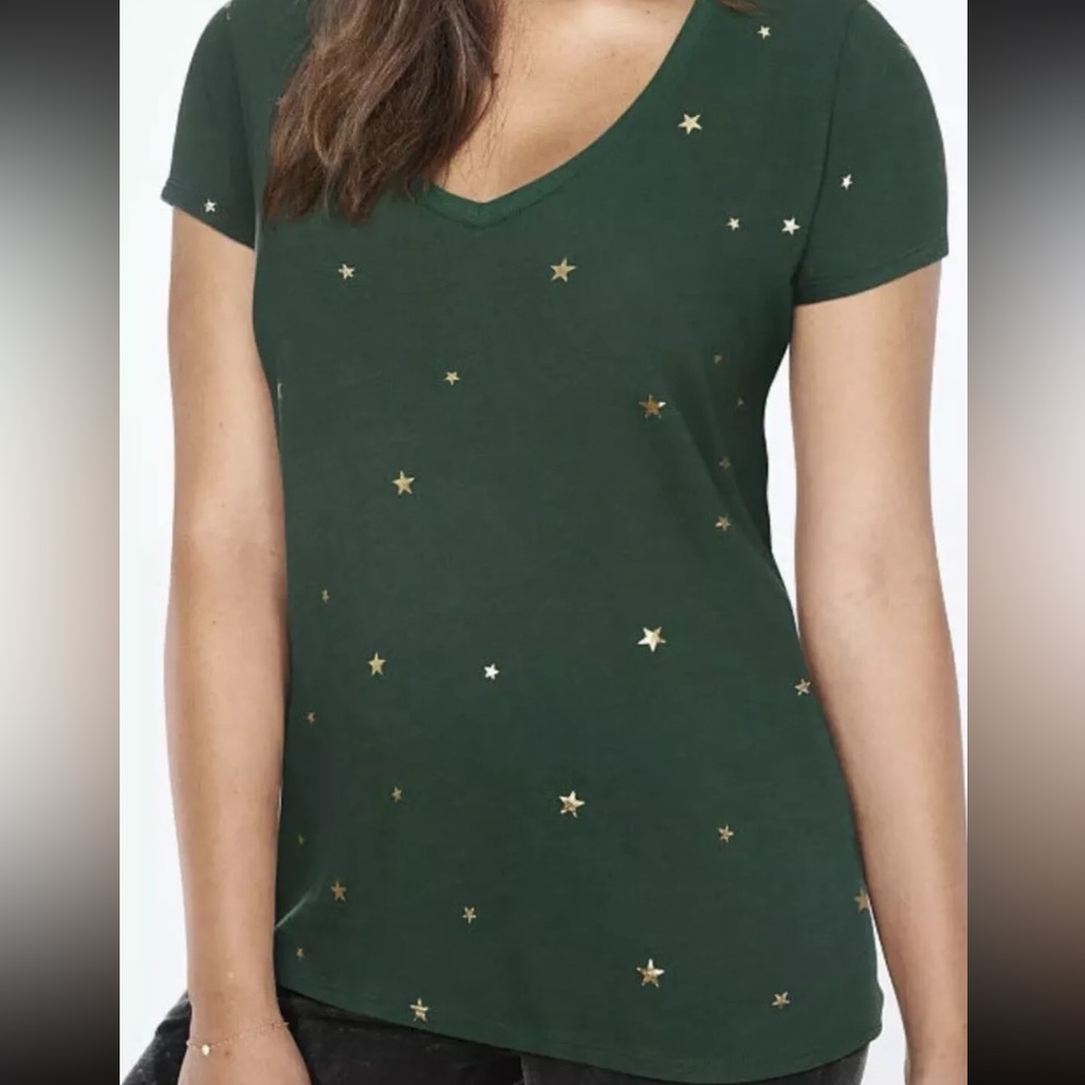 VS Green Gold Star Print T Shirt